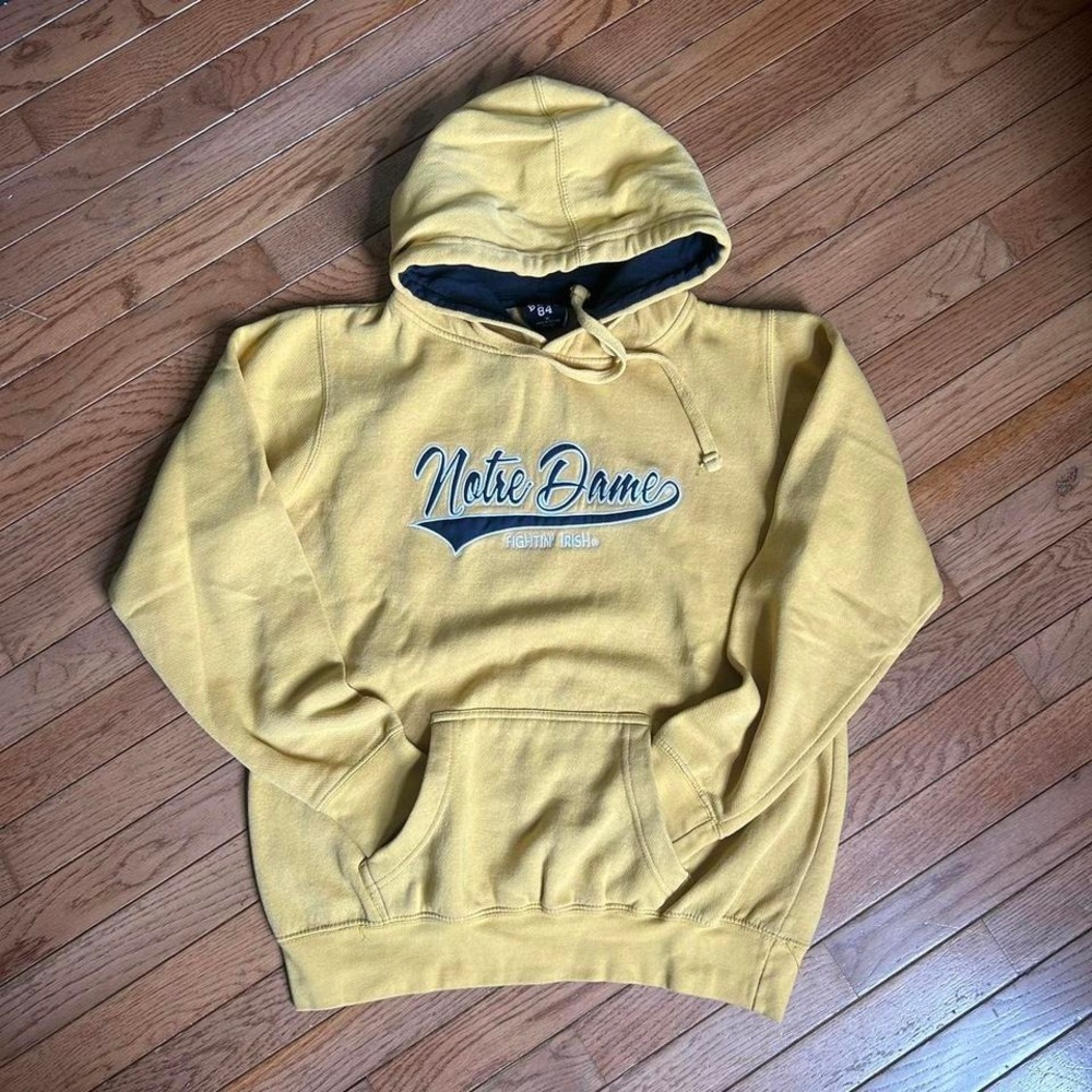 Vintage Notre Dame Irish Graphic‎ Yellow Hoodie